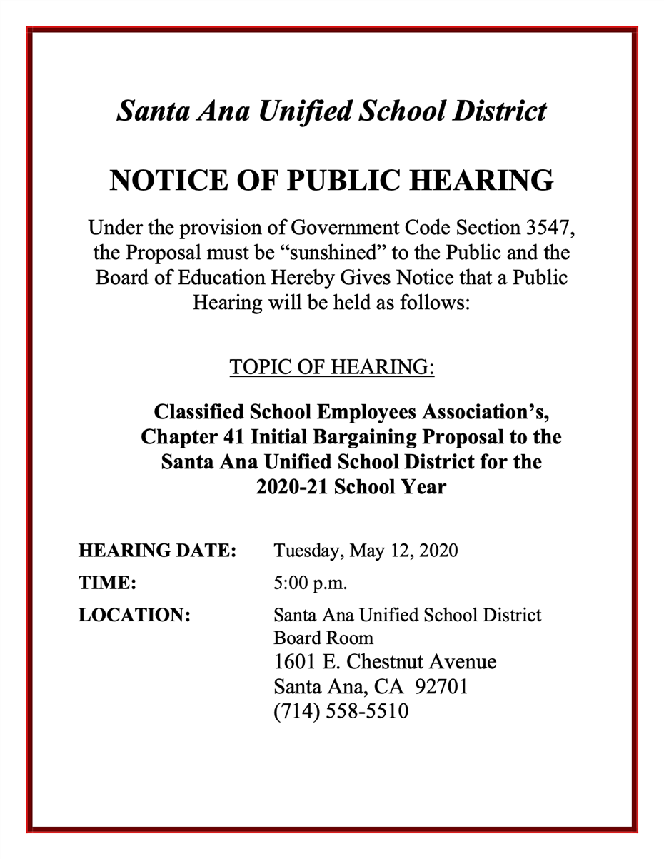 Notice of Public Hearing 